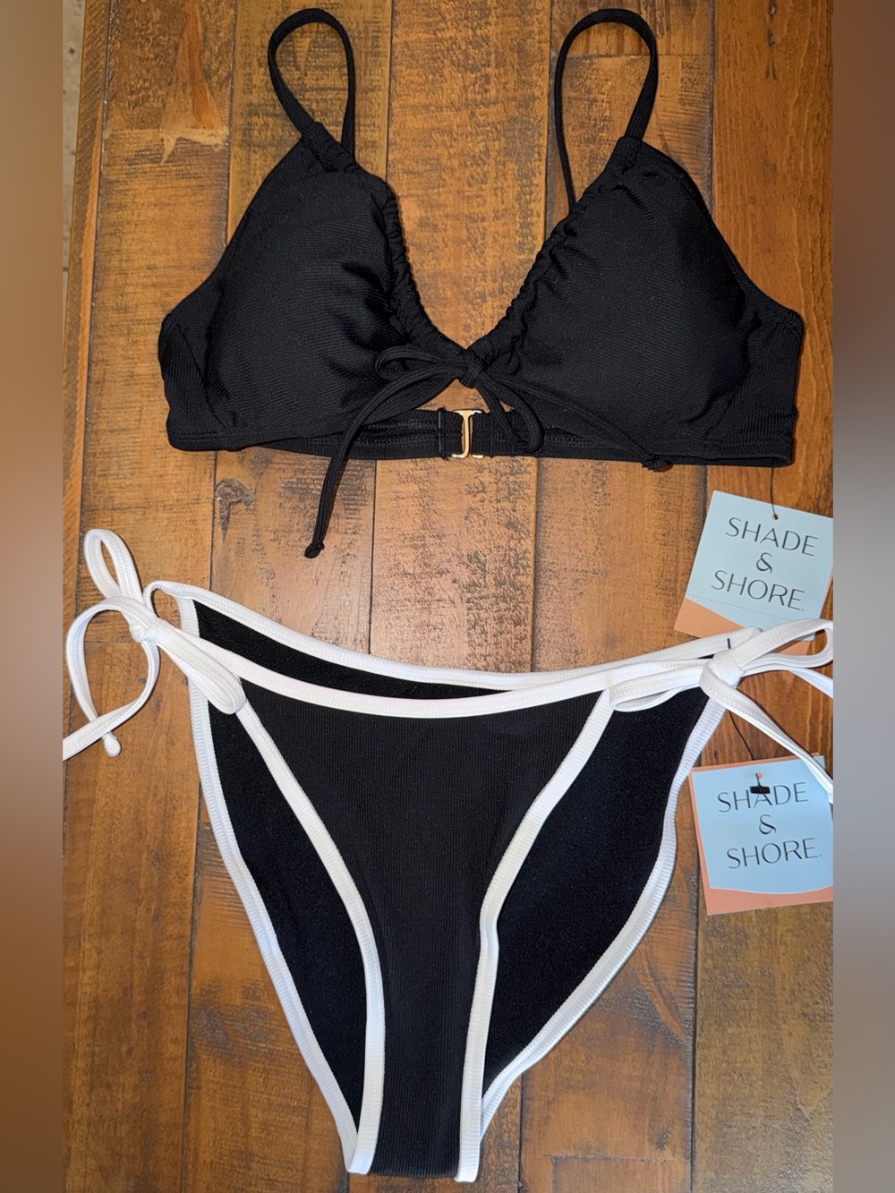 Shade & Shore Black and White Contrast Bikini Set